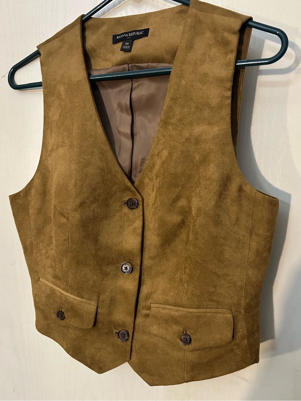 Banana Republic Brown Suede Look Vest Size 10 Western Y2K